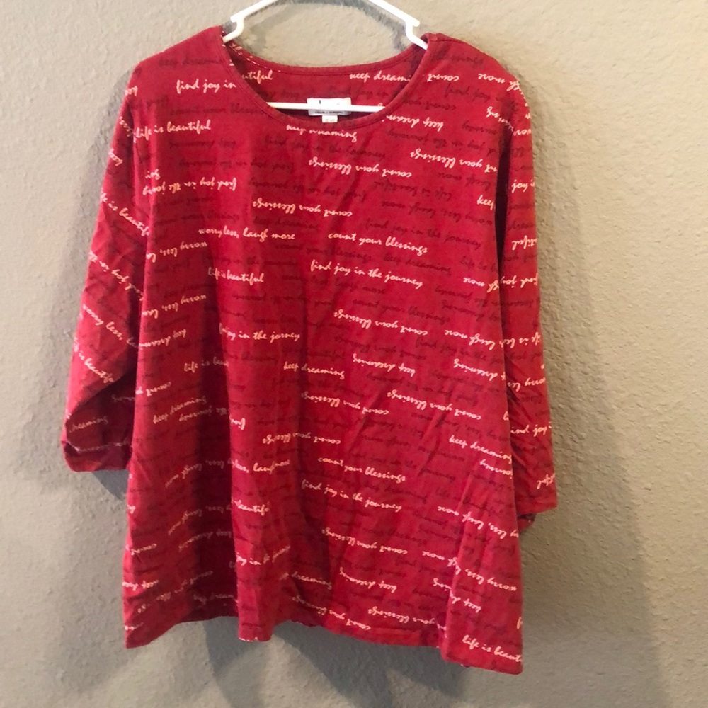 - Denim & Co Printed Perfect Jersey Round Neck 3/4 Length Sleeve Top in …
